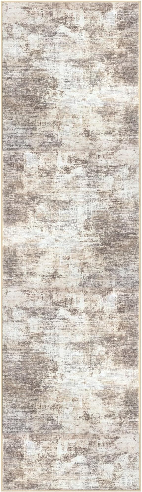 IOHOUZE Abstract Runner Rug 3x10 Ft Washable Runners for Hallways, Non Slip Kitchen Runner Printed Faux Wool Entryway Runner Indoor, Modern Abstract Floor Carpet for Hall Kitchen Bedroom, Beige Brown