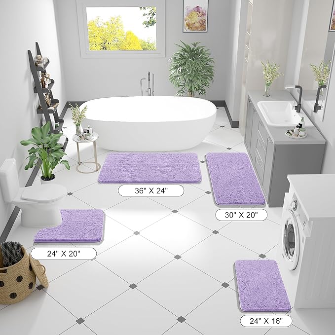 OLANLY Bathroom Rugs 47x24, Extra Soft Absorbent Chenille Bath Rugs, Rubber - Image 2