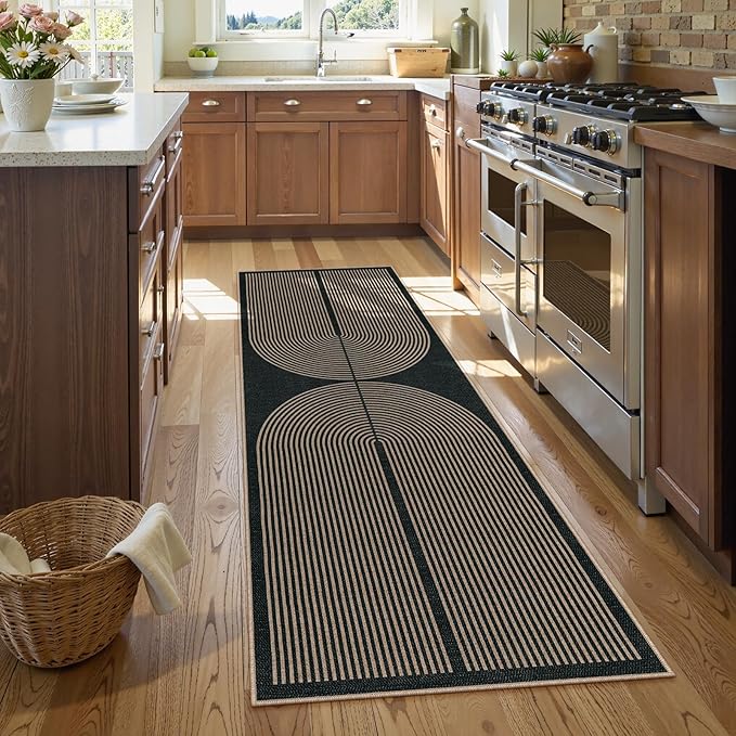 Lahome Enfys Modern Rainbow Hallway Runner Rug, 2x6 Washable Easy Jute Rugs for Entryway Kitchen Farmhouse Indoor Outdoor Carpet, Non Slip Runner for Porch Bedroom Laundry Front Door