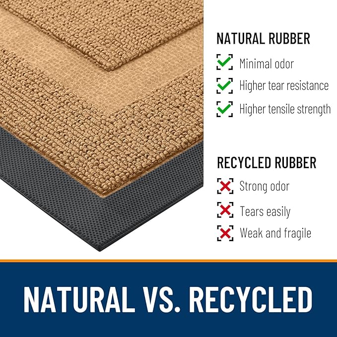 OLANLY Front Door Mat Indoor Outdoor Entrance, Waterproof All-Season, All-Weather Doormat, Sturdy Natural Rubber, Low Profile, Easy Clean Patio Porch Entryway Mat, 47x32, Butter Yellow