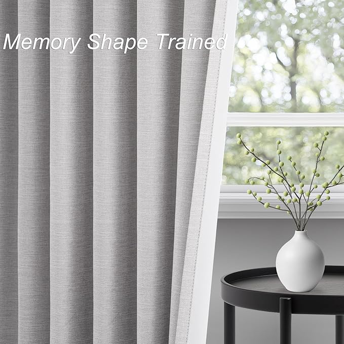 100% Blackout Curtains 70 Inch Wide 90 Inch Long for Living Room Sliding Glass Door Back Tab Pleated Neutral Modern Bedroom Heavy Insulated Large Window Drapes (70" Wx90"Lx2Panels) Grey Beige