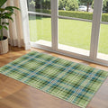 Front Door Mat Indoor Entrance - 2x4.3 Ft Buffalo Washable Layered Doormat Outdoor Entrance Porch Rug Non-Slip Green Teal Plaid Tartan Runner Rug for Kitchen Bedroom Laundry Room Porch Decor