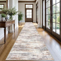 KOZYFLY Modern Abstract Washable Long Runner Rug 2.6x20 Hallway Rug Runner Non-Slip Soft Kitchen Runner Rugs, Multi Grey/Orange 20 Foot Carpet Runners for Stair Entryway Bathroom