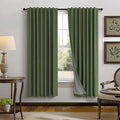 Pitalk Olive Green Blackout Curtains 63 Inch Length 2 Panel for Boys Bedroom Kids Nursery Decorative Linen Room Darkening Grass Forest Green Curtains Sound Draft Cold Heat Light Blocking Retro Vintage