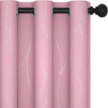 Deconovo Short Blackout Curtain, Pink Curtain, Thermal Insulated Soundproof Grommet Drapes, Wave Line Dot Foil Print, 38 x 54 Inch, 2 Panels, Machine‑Washable Window Panel for Small Windows Kitchne