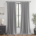 MIULEE 100% Blackout Linen Curtains for Bedroom, Glacier Gray Solid Luxury Decor Thermal Insulation Room Darkening Drapes for Living Room Nursery Back Tab Rod Pocket 42 x 96 Inches, 2 Panels
