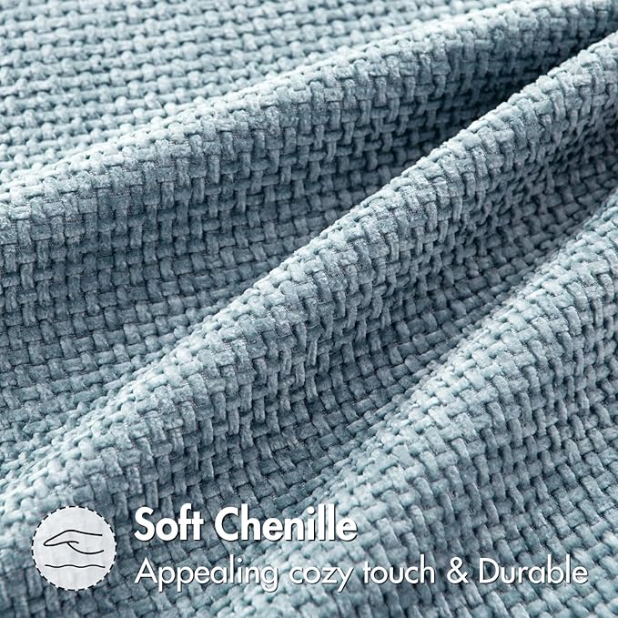 MIULEE Pack of 2 Couch Throw Pillow Covers 18x18 Inch Coastal Light Blue Modern Boho Accent Decorative Pillow Covers Soft Chenille Farmhouse Cushion Covers for Home Decor Bed Sofa Living Room