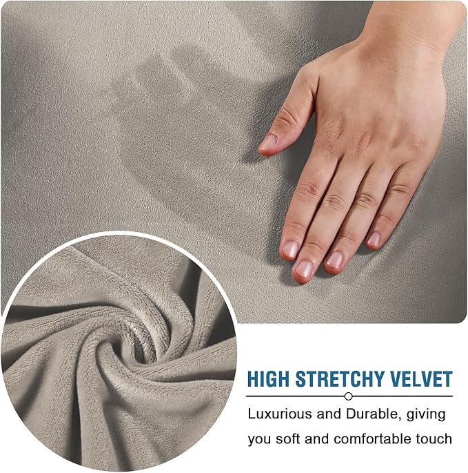 H.VERSAILTEX Wingback Chair Covers Velvet Plush Wing Chair Slipcover 1 Piece High Stretch Wing Back Chair Slipcovers Sofa Cover Furniture Cover with Elastic Bottom, French Oak