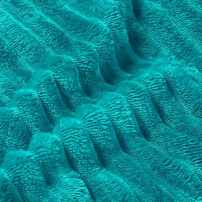 BEDELITE Fleece Blanket King Size – 3D Ribbed Jacquard Soft and Warm Decorative Fuzzy Blankets – Cozy, Fluffy, Plush Lightweight Throw Blankets for Couch, Bed, Sofa(Blue, 108x90 inches)