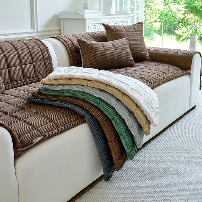 Couch Covers for Dogs Washable, Non Slip Couch Covers for Loveseat Sofa Pet Friendly, Soft Fuzzy Sofa Covers for Pet, Dog Couch Cover Furniture Protector(1PC,Dark Brown,27.6"x94.5")