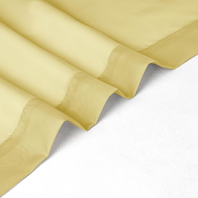 Chyhomenyc Mustard Yellow Short Sheer Curtains 24 inch Length, Light Filtering Half Window Curtians for Kitchen, Elegant Small Curtain for Basement Bathroom Cabinet, 42Wx24L inches, 2 Panels