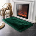 EasyJoy Ultra Soft Fluffy Shaggy Area Rug Faux Fur Rug Chair Cover Seat Pad Fuzzy Area Rug for Bedroom Floor Sofa Living Room (2 x 4 ft Rectangle, Dark Green)