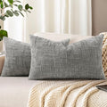 decorUhome Neutral Grey Chenille Throw Pillow Covers 12x20 Set of 2 Textured Soft Cozy Slubby Couch Pillow Covers Modern Farmhouse Boho Decorative Pillow Cases for Bed Sofa Living Room