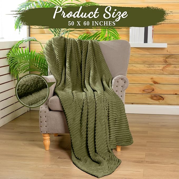 Buryeah 24 Pcs Flannel Throw Blanket Bulk 50 x 60 in Sleepover Blanket Outdoor Wedding Throw Lightweight, Oeko-tex Standard 100 Certified for Sofa Homeless Gifts (Army Green)