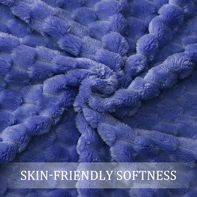 Exclusivo Mezcla Fleece King Blanket for Bed, Extra Large Fuzzy Cobalt Blue Bed Blankets, Soft Cozy Plush Sofa Throws for All Seasons, 90x104 Inches