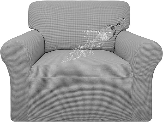 Easy-Going 100% Waterproof Oversized Chair Couch Cover, Dual Waterproof Sofa Cover, Stretch Jacquard Sofa Slipcover, Leakproof Furniture Protector for Kids, Pets, Dog and Cat, Light Gray