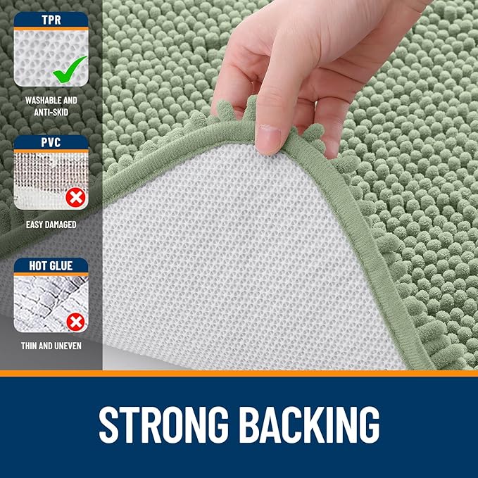 OLANLY Bathroom Rugs 40x32, Extra Soft Absorbent Chenille Bath Rugs, Rubber - Image 6