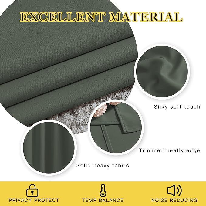 NICETOWN Blackout Curtains & Drapes for Bedroom - Room Darkening Thermal Insulated Grommet Voice Reducing Room Dividers Window Drapes (Dark Mallard, 2 Panels, W66 x L72)