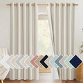NICETOWN Natural 100% Blackout Linen Curtains 84 inch Long Burg for Living Room, 1 Pair, 62" Width Each Panel, Farmhouse Thick Completely Blackout Window Treatment Thermal Insulated Drapes