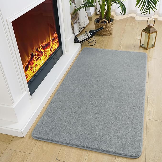 Amearea Modern Washable Runner Rugs, 2x4 Feet Grey Bedroom Runner Rug, Small Area Rugs for Bedroom Living Room, Non Slip Memory Foam Rug for Hallway Entryway Kids Boys Girls Room Laundry Room
