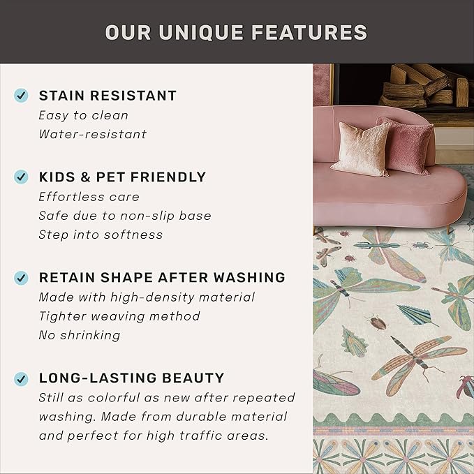 Hazo Haus Mint Green Washable Bathroom Rug - 2x4 Small Kitchen Rugs for Front Door Indoor Entrance, Low Pile Stain Resistant, Colorful Cool Aethestic