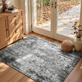 Entrance Rugs Indoor 3x5 Black Entry Rug Washable Abstract Black Small Area Rug Non-Slip Low Pile Throw Rugs for Entryway, Kitchen Floor, Front Door Indoor Door Mat, Bathroom, Bedroom Bedside