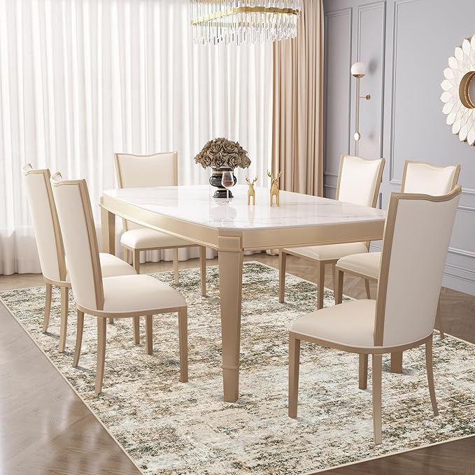 XLUEZ 5x7 Area Rugs for Living Room, Washable Modern Abstract Large Area Rug Neutral Soft Non Slip Kids Rug Stain Resistant Indoor Carpet for Bedroom Nursery Dining Room Playroom(Brown, 5'x7')