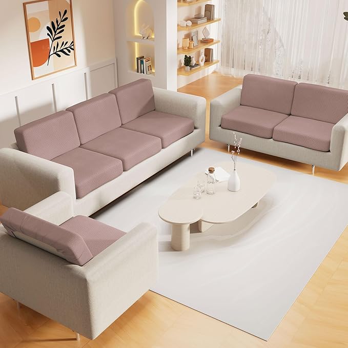 hyha Waterproof Sectional Couch Covers, Non Slip Sofa Couch Cushion Covers L Shape, Thick Stretch Jacquard Fabric, Washable Sofa Slipcovers with Elastic Bottom (1 Piece for Chaise XL, Camel)