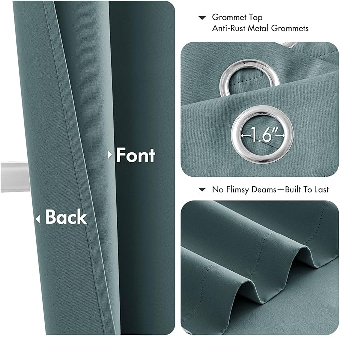 MIULEE Dusty Blue Blackout Curtains - Bedroom Window Treatment Curtains Thermal Insulated Room Darkening Drapes for Living Room Kitchen Grommet Light Blocking Drapery, 40 x 45 Inches Long, 2 Panels