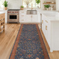 Hazo Haus Navy Blue Runner Rug 2x6 for Kitchen, Hallway, Mudroom, Laundry Room, Bathroom, Washable Non Slip Non Skid Rubber Backing Low Pile Stain Resistance