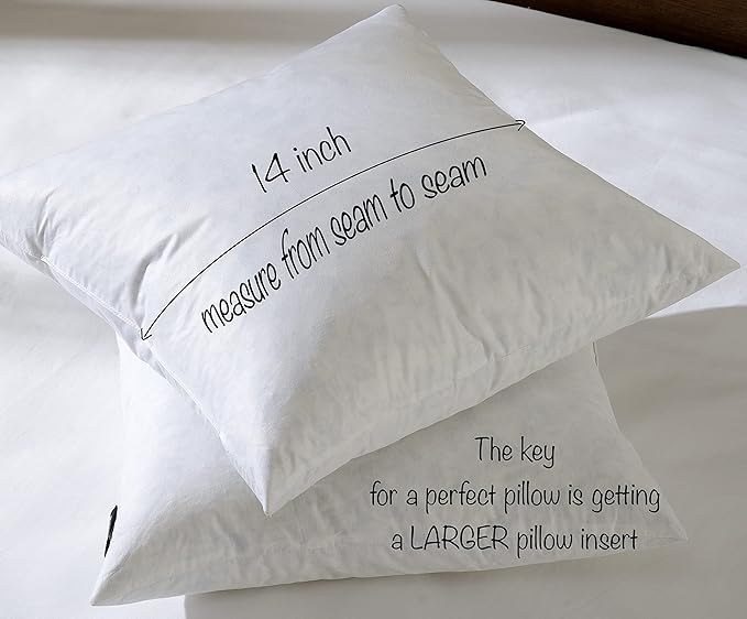 Pillow Inserts, 14x14 Square, Feather and Down Fill, White, Set of 2