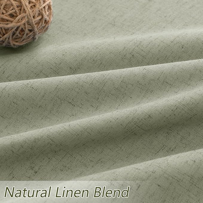 Sage Green 100% Blackout Curtains 63 Inch Length 2 Panels Set for Living Room Bedroom Back Tab Thermal Insulated Black Out Linen Drapes Room Darkening Window Curtains 40 Wide