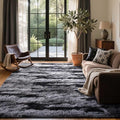 4x6 Ft Shag Rugs for Bedroom Living Room, Tie-Dyed Ultra Soft Fluffy Furry Area Rugs for Indoor Floor, Aesthetic Carpet for Kids Home Decor (Black)