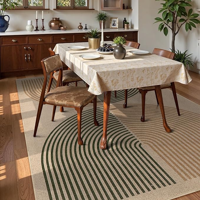 Lahome Enfys Modern Rainbow Easy Jute Rug, 8x10 Living Room Rug Indoor Outdoor Patio Farmhouse Large Area Rug, Contemporary Non Slip Non Shedding Carpet for Bedroom Backyard Dining Room