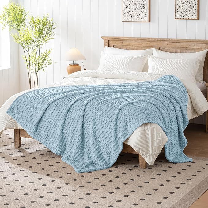 50x70 Inch Blue Throw Blanket - Soft & Fluffy Fleece, Cute & Aesthetic, Perfect for Sofa, Couch, Chair, Bed, Living Room & Bedroom, All-Season Use, Plush & Cozy Decorative Blanket