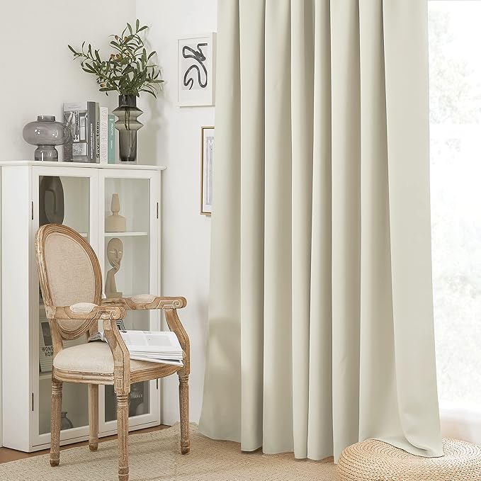 RYB HOME 2 Panels Doorway Curtains, Thermal Insulated Privacy Rod Pocket Easy Installation Drapes for Living Room Bedroom Dining Room, Width 34 by Length 80, Beige