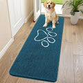 Smiry Dog Door Mat for Muddy Paws, Absorbent Dirt Trapper Non Slip Quick Dry Washable Chenille Mat for Mud Dogs, Entry Rug for Indoor and Outdoor (70x24 Inches, Atlantic Blue and White)
