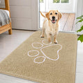 OLANLY Dog Door Mat for Muddy Paws 44x32, Paw Print Design, Absorbs Moisture and Dirt, Absorbent Non-Slip Washable Doormat, Quick Dry Chenille Mud Mat for Dogs, Entry Indoor Entryway Carpet, Beige