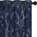 Deconovo Blackout Curtains, Navy Blue Curtain, Thermal Insulated Soundproof Drapes, Branch Silver Print, 52 x 63 Inch Long, Machine Washable Grommet Panels for Bedroom Living Room Office, Set of 2