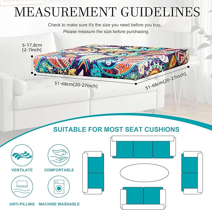 14 Pcs Stretch Patio Cushion Covers,Outdoor Couch Covers Replacement,Outdoor Couch & Sofa Slipcovers,for Patio Furniture Cushion Covers,Washable Reusable Furniture Protector (Rococo ,Cover Only)