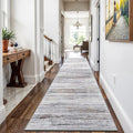 3x12 Washable Hallway Runner Rug: Extra Long Runners for Entryway Living Room Dining Room - Stain and Water Resistant Rugs with Non-Slip Backing - Soft Low-Pile Carpet 12ft Beige Grey