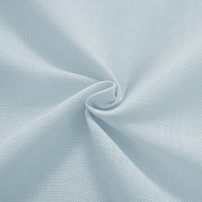 Sky Blue Curtains 108 inch Length for Bedroom Back Tab Light Filtering Semi Sheer Blue Living Room Curtains Linen Cotton Textured Drapery Panel Aesthetic Decor Light Blue 52x108