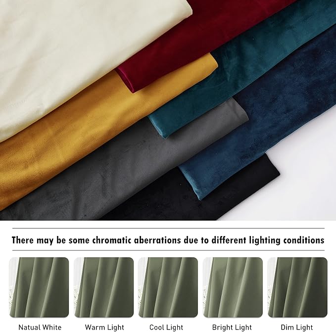 RYB HOME Sage Green Velvet Curtains 84 inches, Room Darkening Super Soft Velvet Drapes with Pleat Tape for Living Room, Thermal Insulated Window Treatment for Bedroom, W52 x L84 inch, 2 Panels