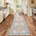 Lofus 2x10 Hallway Washable Runner Rug, Vintage Kitchen Runners Non Slip, Entryway Rugs for Bathroom Bedroom Living Room Laundry Room Floor Mat, Boho Entry Long Carpet, Floral Brown