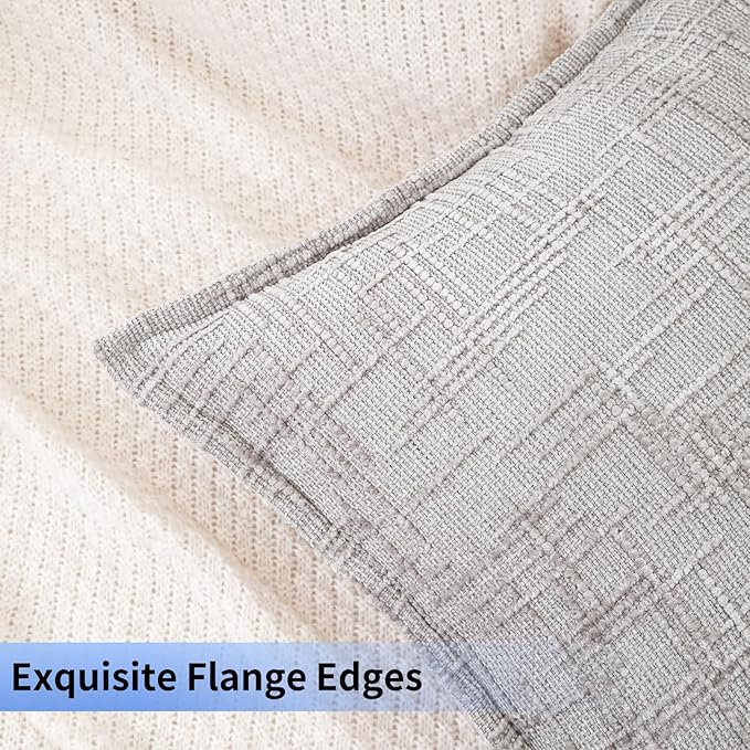 HPUK Fall Chenille Soft Throw Pillow Covers 18x18 Set of 2, Accent Cushion Covers for Living Room, Bedroom, Decorative Solid Color Pillow Covers for Couch, Sofa, Chair, Grey