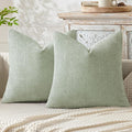 MIULEE Pack of 2 Couch Throw Pillow Covers 18x18 Inch Light Green Modern Boho Accent Decorative Pillow Covers Soft Chenille Farmhouse Cushion Covers for Home Decor Bed Sofa Living Room