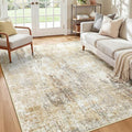 Washable Area Rugs 5'x8' Non-Slip Modern Abstract Soft for Living Room Entryway Bedroom Nursery, Print Pattern, Neutral Brown Gray
