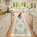 Area Rugs 3'x10' Runner Rug Non Slip Washable for Kitchen Hallway Bedroom Beside Laundry Room Bathroom Rug, Floor Carpet, Light Yellow Carbon Grey Orange