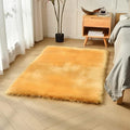 duduta Yellow Faux Sheepskin Fur Rug 3x5 ft, Fluffy Shag Bedroom Dorm Nursery Playroom Carpet Rug Non Slip Washable