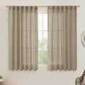 LAMIT Taupe Linen Curtains 54 Inch Length 2 Panels, Light Filtering Panels Back Tab and Rod Pocket Country Decor Drapes for Bathroom/Window/Bedroom, 52 x 54 Inch